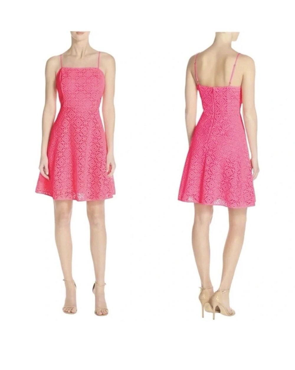 Lilly Pulitzer Jennilee Trellis Mini Dress - M Pink Fit & Flare Preppy Barbie